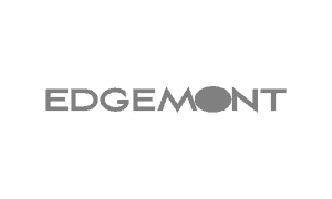 Blurred grayscale logo of EdgeMont with modern font and sleek design for branding and corporate identity.