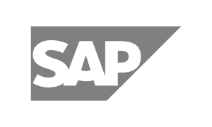 Sap logo on a gray background, corporate branding image representing SAP software and enterprise solutions.