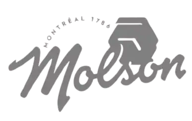 High-quality logo of Molson, a renowned beverage brand, featuring a stylized script font and a dynamic circular design element.