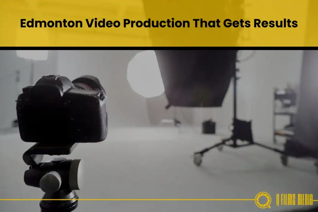 High-quality DSLR camera on tripod in professional video production studio setting for filmmaking and media creation.